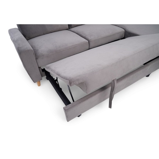 Coreen Velvet Left Hand Facing Chaise Sofa Bed In Grey_6